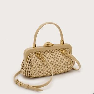 Cult Gaia Zuma Mini Elegant Beige Woven Handbag